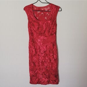 Sue Wong Elegant Red Embroidered Dress Sz2